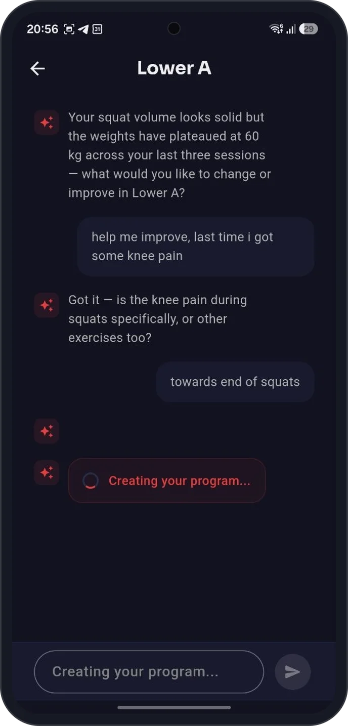 Chatting with the heavypal AI coach about training